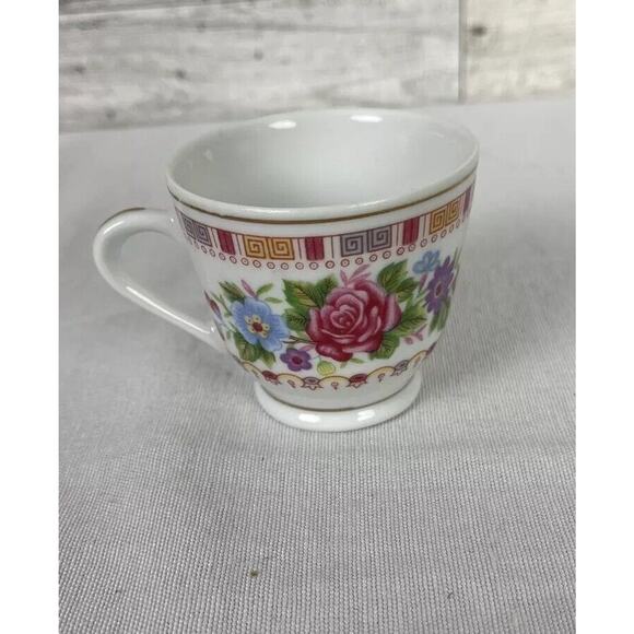 Demitasse Cups & Saucers Set Of 6 Pink Floral Porcelain Vintage Made In China - Picture 9 of 12